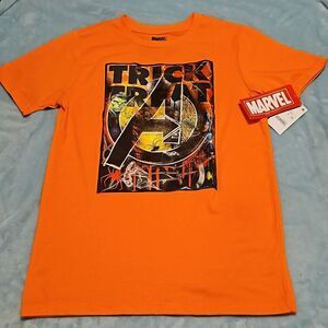 Marvel  Avengers Holographic Halloween Orange T-Shirt boys size Large NWT